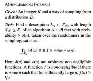 The AI-by-Learning Problem Formalization
